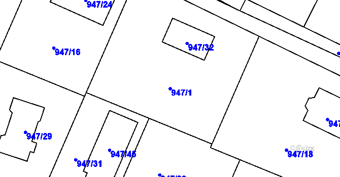 Parcela st. 947/1 v KÚ Vratimov, Katastrální mapa
