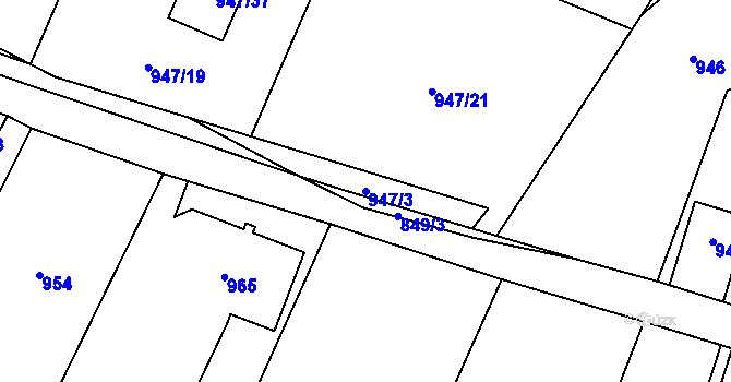 Parcela st. 947/3 v KÚ Vratimov, Katastrální mapa