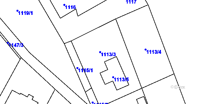 Parcela st. 1113/3 v KÚ Vratimov, Katastrální mapa