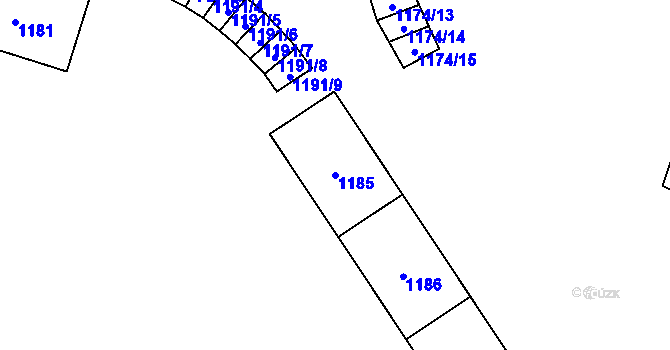 Parcela st. 1185 v KÚ Vratimov, Katastrální mapa