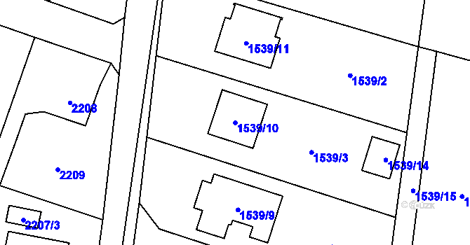 Parcela st. 1539/10 v KÚ Vratimov, Katastrální mapa