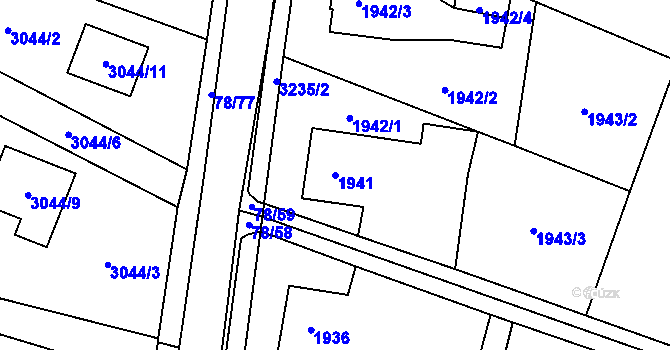 Parcela st. 1941 v KÚ Vratimov, Katastrální mapa