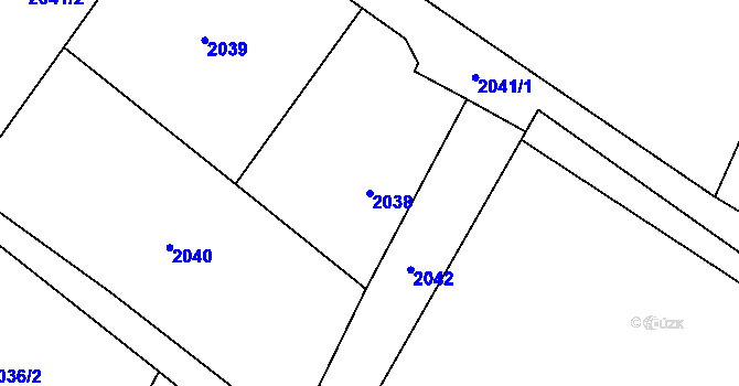 Parcela st. 2038 v KÚ Vratimov, Katastrální mapa