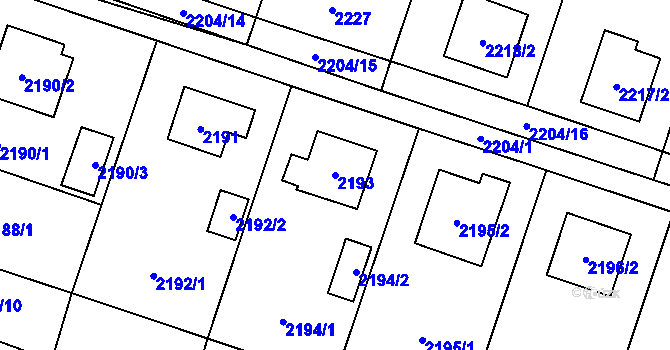 Parcela st. 2193 v KÚ Vratimov, Katastrální mapa