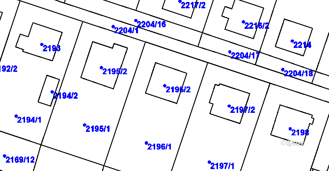 Parcela st. 2196/2 v KÚ Vratimov, Katastrální mapa