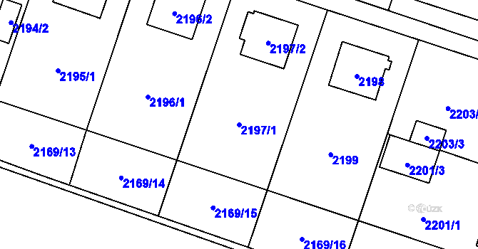 Parcela st. 2197/1 v KÚ Vratimov, Katastrální mapa