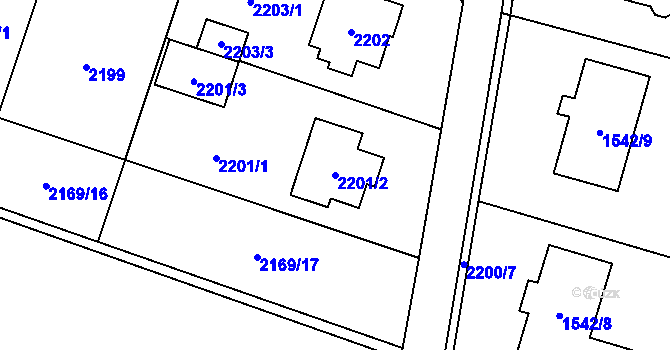 Parcela st. 2201/2 v KÚ Vratimov, Katastrální mapa
