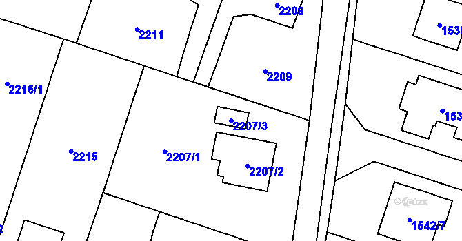 Parcela st. 2207/3 v KÚ Vratimov, Katastrální mapa