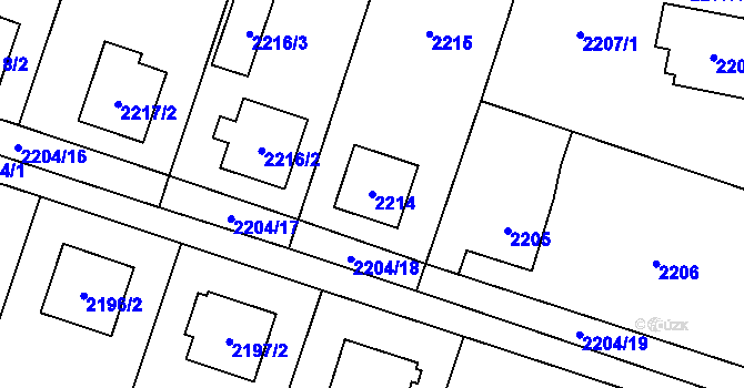 Parcela st. 2214 v KÚ Vratimov, Katastrální mapa