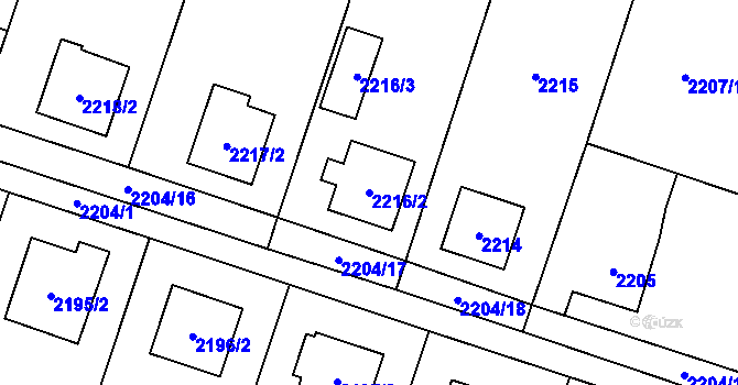 Parcela st. 2216/2 v KÚ Vratimov, Katastrální mapa
