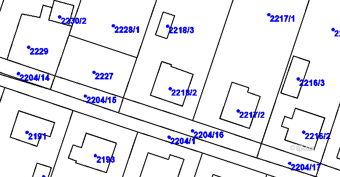 Parcela st. 2218/2 v KÚ Vratimov, Katastrální mapa