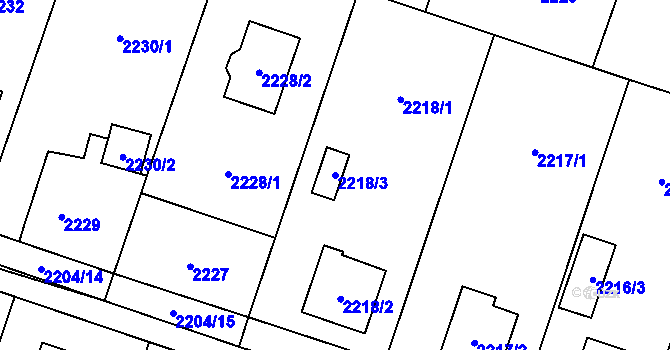 Parcela st. 2218/3 v KÚ Vratimov, Katastrální mapa