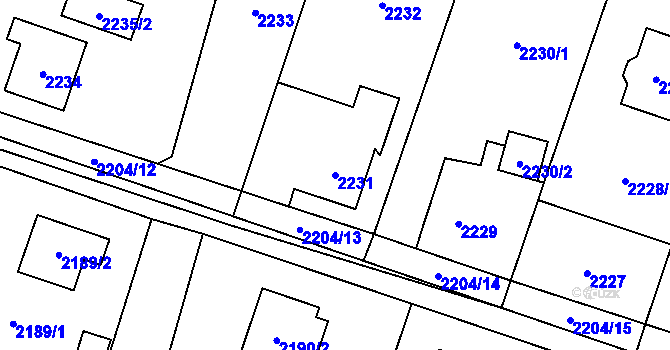 Parcela st. 2231 v KÚ Vratimov, Katastrální mapa