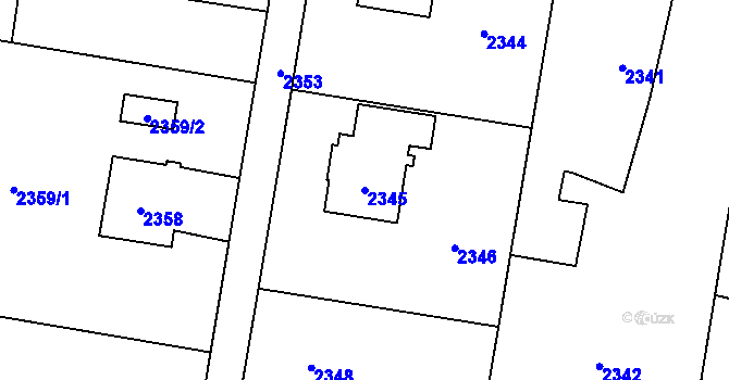 Parcela st. 2345 v KÚ Vratimov, Katastrální mapa
