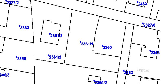 Parcela st. 2361/1 v KÚ Vratimov, Katastrální mapa