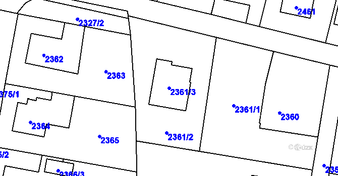 Parcela st. 2361/3 v KÚ Vratimov, Katastrální mapa