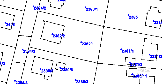 Parcela st. 2382/1 v KÚ Vratimov, Katastrální mapa