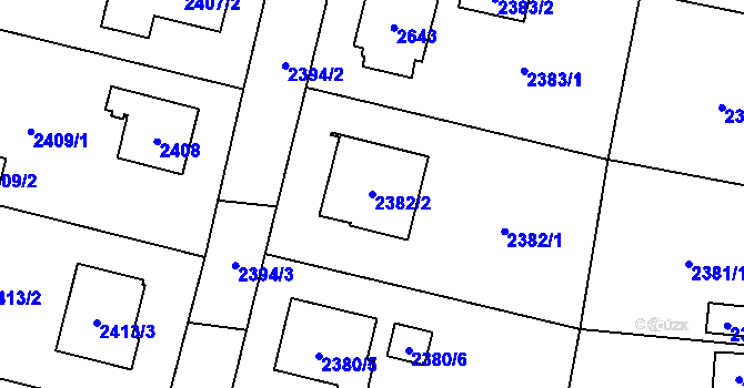 Parcela st. 2382/2 v KÚ Vratimov, Katastrální mapa