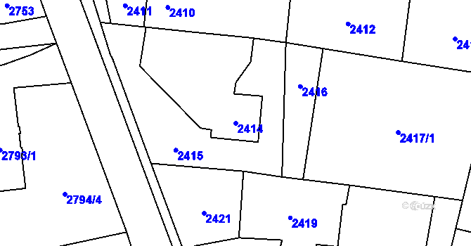 Parcela st. 2414 v KÚ Vratimov, Katastrální mapa
