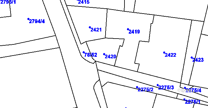 Parcela st. 2420 v KÚ Vratimov, Katastrální mapa