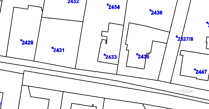 Parcela st. 2433 v KÚ Vratimov, Katastrální mapa