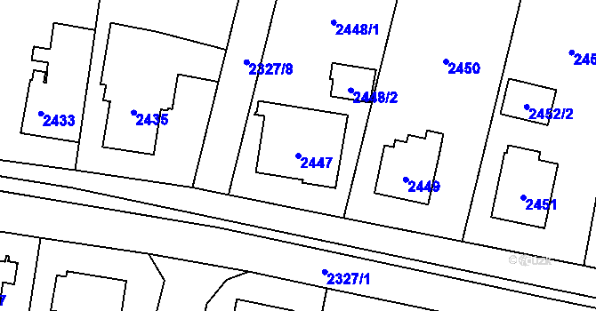 Parcela st. 2447 v KÚ Vratimov, Katastrální mapa