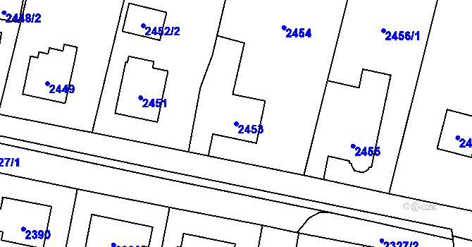 Parcela st. 2453 v KÚ Vratimov, Katastrální mapa