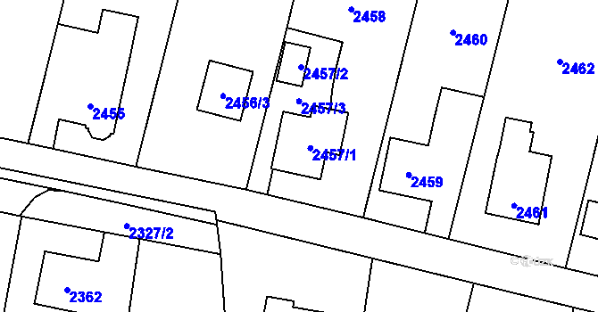 Parcela st. 2457 v KÚ Vratimov, Katastrální mapa