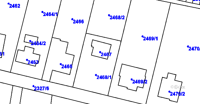 Parcela st. 2467 v KÚ Vratimov, Katastrální mapa