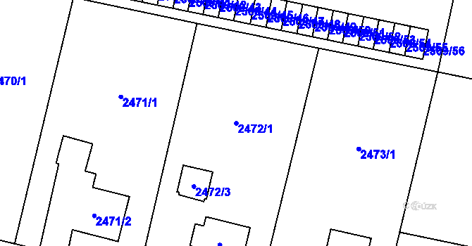 Parcela st. 2472/1 v KÚ Vratimov, Katastrální mapa