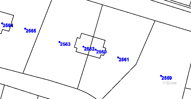 Parcela st. 2560 v KÚ Vratimov, Katastrální mapa