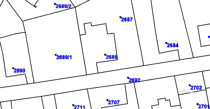 Parcela st. 2686 v KÚ Vratimov, Katastrální mapa