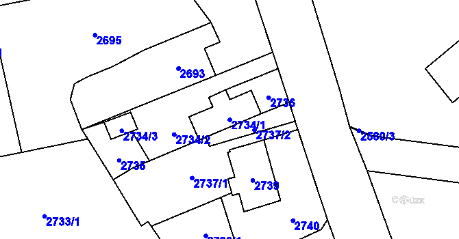 Parcela st. 2734/1 v KÚ Vratimov, Katastrální mapa