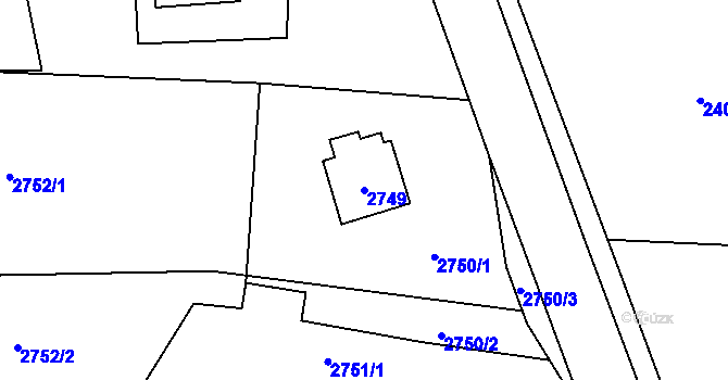 Parcela st. 2749 v KÚ Vratimov, Katastrální mapa