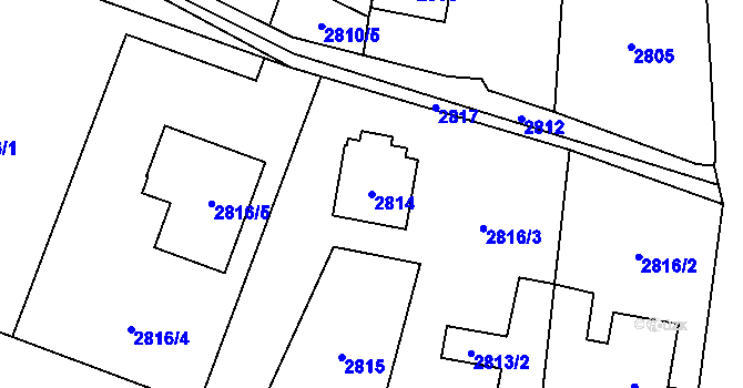 Parcela st. 2814 v KÚ Vratimov, Katastrální mapa
