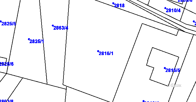 Parcela st. 2816/1 v KÚ Vratimov, Katastrální mapa