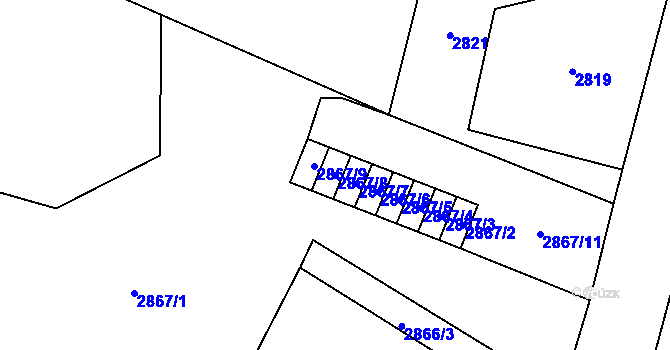 Parcela st. 2867/8 v KÚ Vratimov, Katastrální mapa
