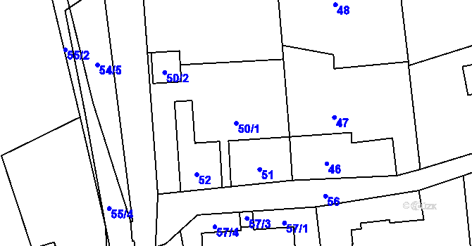 Parcela st. 50/1 v KÚ Vratimov, Katastrální mapa