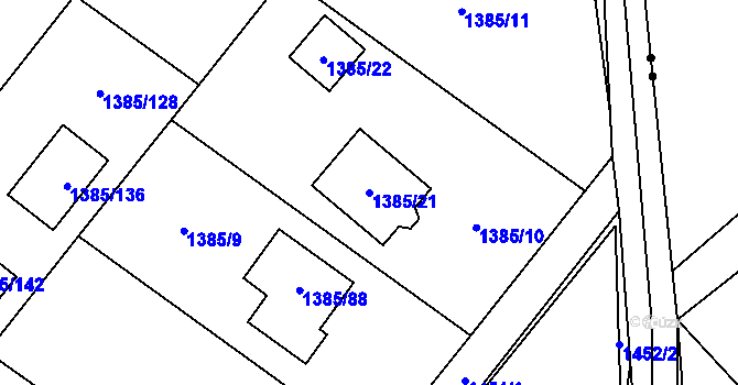 Parcela st. 1385/21 v KÚ Vratimov, Katastrální mapa