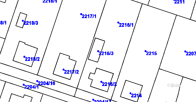 Parcela st. 2216/3 v KÚ Vratimov, Katastrální mapa