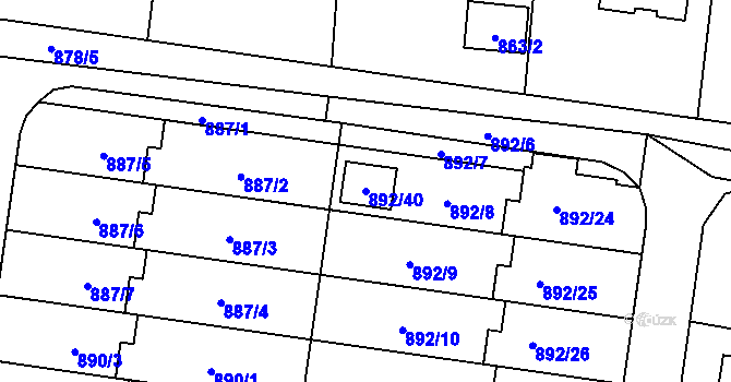 Parcela st. 892/40 v KÚ Vratimov, Katastrální mapa