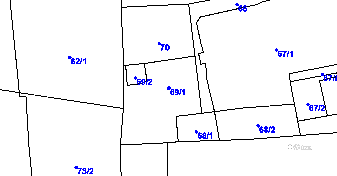 Parcela st. 69/1 v KÚ Vratimov, Katastrální mapa
