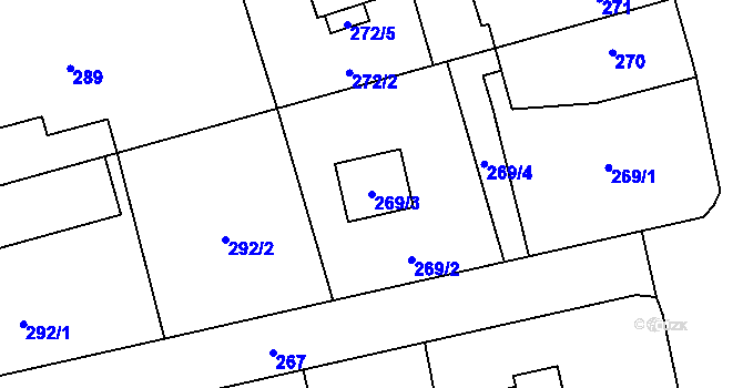 Parcela st. 269/3 v KÚ Vratimov, Katastrální mapa