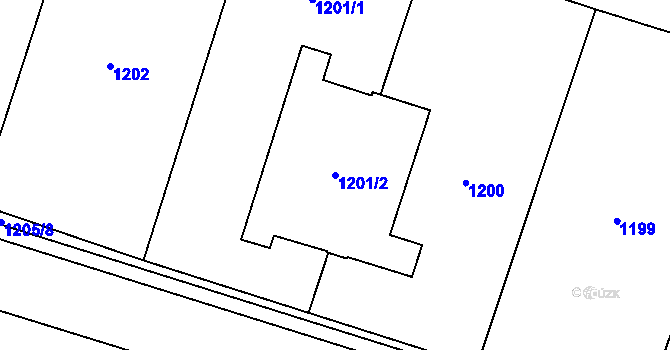 Parcela st. 1201/2 v KÚ Vratimov, Katastrální mapa