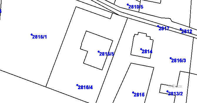 Parcela st. 2816/5 v KÚ Vratimov, Katastrální mapa