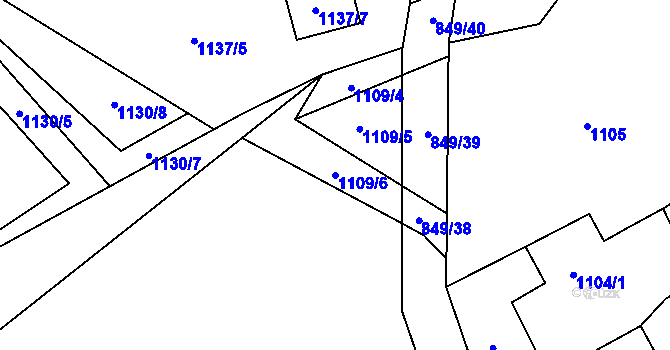 Parcela st. 1109/6 v KÚ Vratimov, Katastrální mapa
