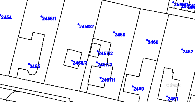 Parcela st. 2457/2 v KÚ Vratimov, Katastrální mapa