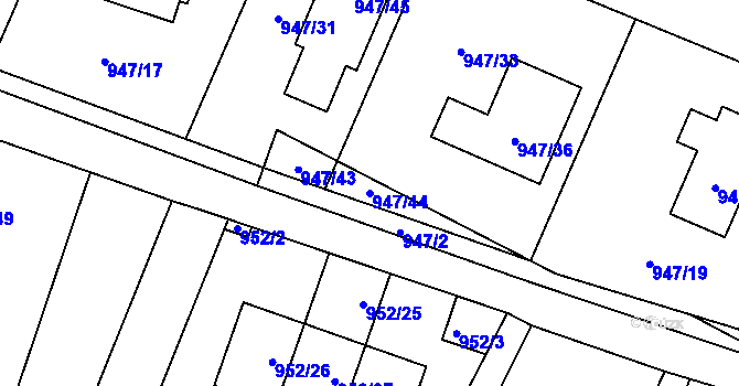 Parcela st. 947/44 v KÚ Vratimov, Katastrální mapa