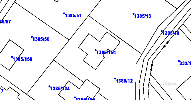 Parcela st. 1385/154 v KÚ Vratimov, Katastrální mapa