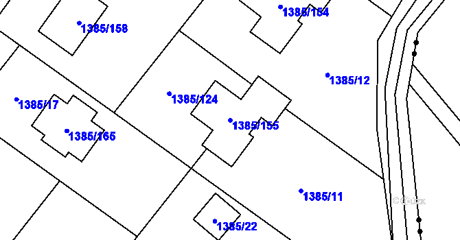 Parcela st. 1385/155 v KÚ Vratimov, Katastrální mapa